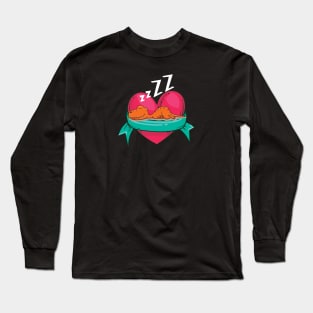 Valentines Day Heart T Rex Kids Tee, Cute Dinosaur Sleeping Long Sleeve T-Shirt